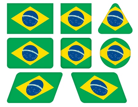 set of buttons with flag of Brazilのイラスト素材