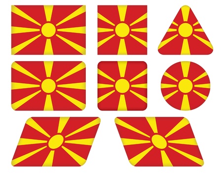 set of buttons with flag of Macedoniaのイラスト素材