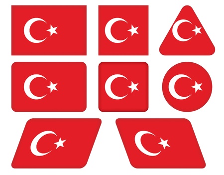 set of buttons with flag of Turkeyのイラスト素材