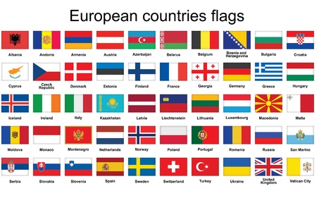 set of rectangle buttons with European countries flagsのイラスト素材