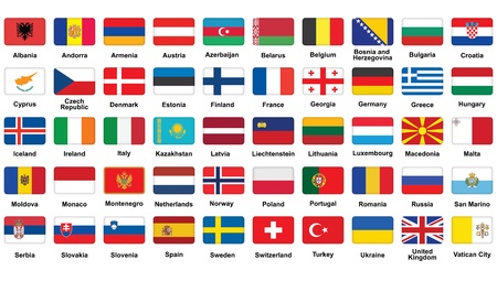 set of European flags icons with rounded cornersのイラスト素材