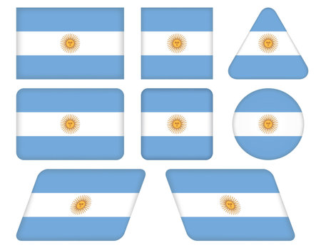 set of buttons with flag of Argentinaのイラスト素材