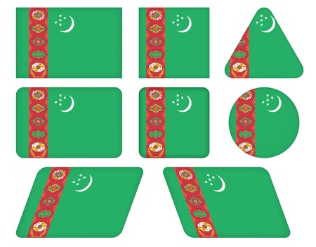 set of buttons with flag of Turkmenistanのイラスト素材