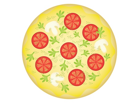 pizza with tomatoes and mushroomsのイラスト素材