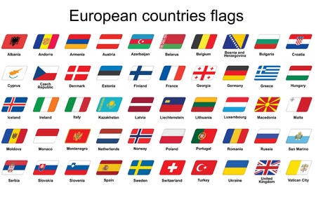 set of European countries flags iconsのイラスト素材