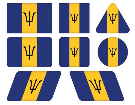 set of buttons with flag of Barbadosのイラスト素材