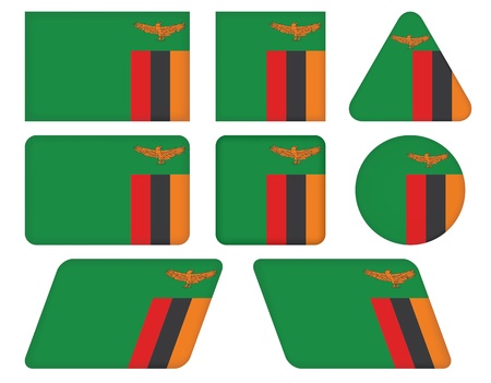 set of buttons with flag of Zambiaのイラスト素材