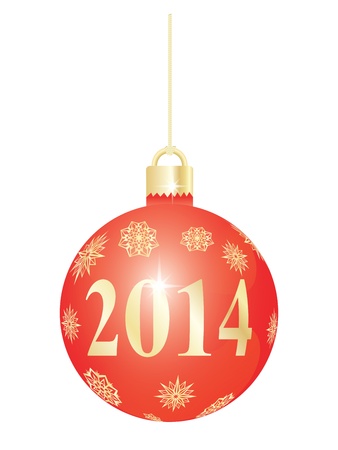 red Christmas ball hanging on threadのイラスト素材