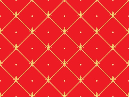 red seamless pattern with golden royal liliesのイラスト素材
