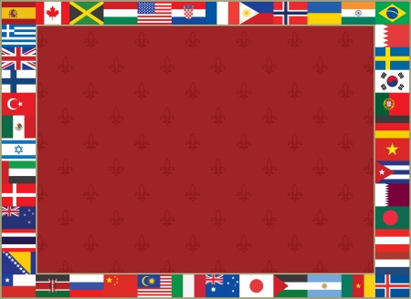 royal lily background with world flags frameのイラスト素材