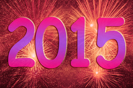 New Year 2015 holiday fireworks backgroundの写真素材