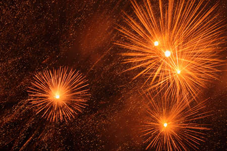 bright fireworks in night skyの写真素材