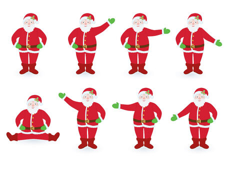 set of Santa Clauses pointing in different directionsのイラスト素材