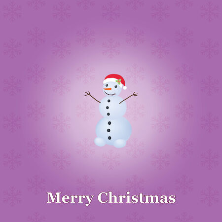 violet Christmas background with snowmanのイラスト素材