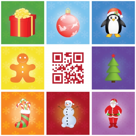 seamless Christmas patern with qr code Merry Christmasのイラスト素材