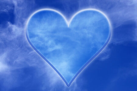 blue sky background with valentineの写真素材