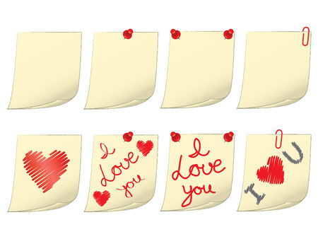 set of blank and Valentines Day notesのイラスト素材