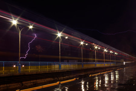 thunderstorm above outdoor subway station in Kyivのeditorial素材