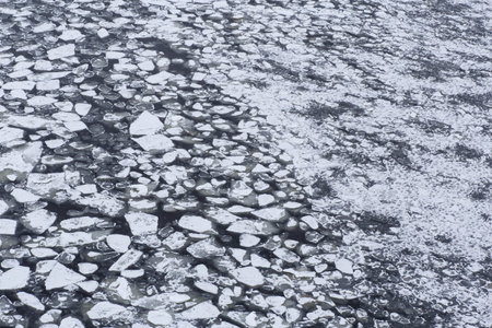 ice with snow on river