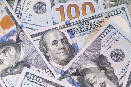 financial background: one hundred dollars banknotes
