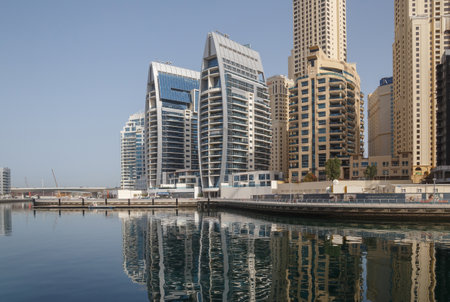 DUBAI, UAE - MAY 11, 2016: sight on hotels in district Marina in Dubaiのeditorial素材