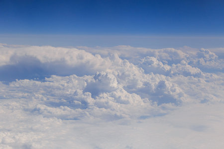 aerial view on clouds from aircraft