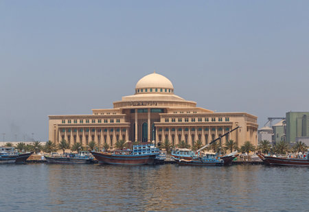 SHARJAH, UAE - MAY 16, 2016: Superior Court building at the Creekのeditorial素材