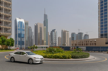 DUBAI, UAE - MAY 11, 2016: towers at Sheikh Zayed Roadのeditorial素材