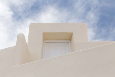door of traditional house in Oia on Santoriniの写真素材