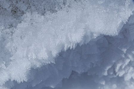 close up of crystals of hoarfrost