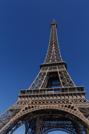 Eiffel tower in Paris against blue sky