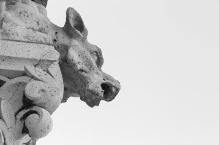 gargoyle on The Basilica of the Sacred Heart of Paris in black and whiteの写真素材