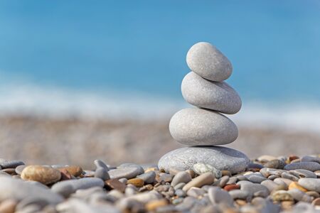 pile of pebble stones at French Rivera coastの写真素材