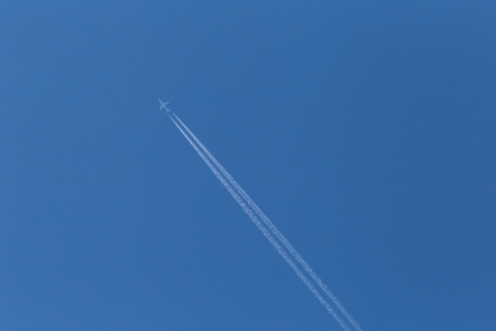 track from plane in a blue skyの写真素材