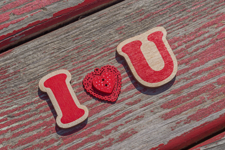 I love you message on wooden boardの写真素材