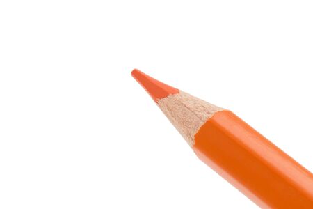 close up of orange pencil isolated on whiteの写真素材