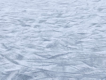 view on tracks on ice rink at winterの写真素材