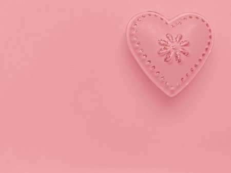 pink Day of Valentine background: valentine with flower lying on paperの写真素材