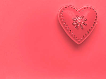 coral Day of Valentine background: valentine with flower lying on paperの写真素材