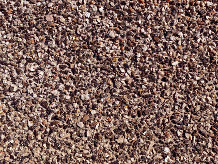 abstract construction background: wall covered with small stones and shellsの写真素材