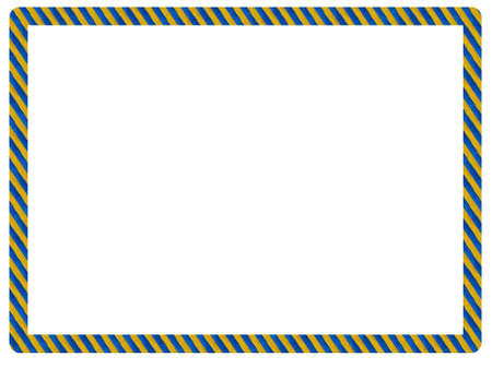 frame made of painted Ukrainian flag ribbon on white backgroundの写真素材