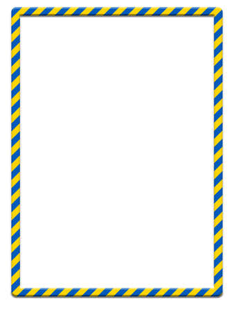 Stand with Ukraine: frame made of stripes of Ukrainian flag over whiteの写真素材