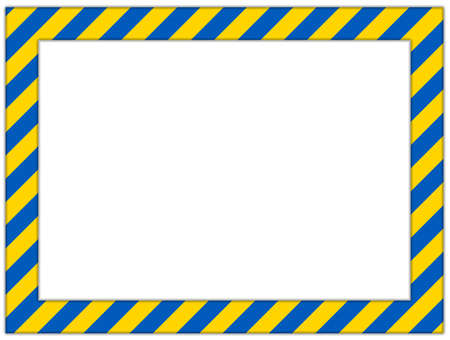 Stand with Ukraine: frame made of Ukrainian flag stripes over whiteの写真素材