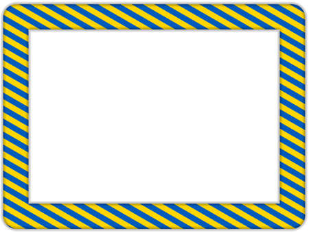Stand with Ukraine: rounded frame made of Ukrainian flag stripes over whiteの写真素材