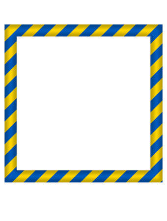 Stand with Ukraine: square frame made of Ukrainian flag stripes over whiteの写真素材