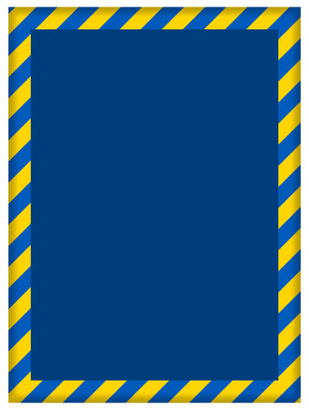 Stand with Ukraine: frame made of Ukrainian flag stripes with blue blank backgroundの写真素材