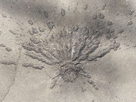 track from forbidden cassette bomb explosion on asphaltの写真素材