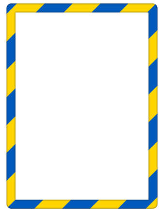 Stand with Ukraine: frame made of Ukrainian flag stripes with white blank backgroundの写真素材