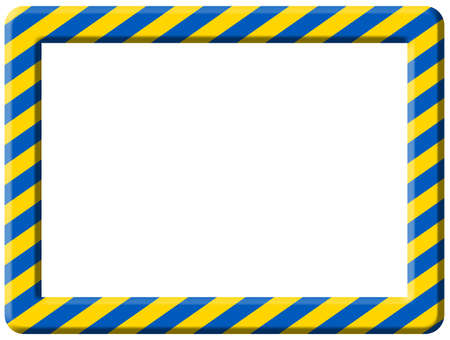 Stand with Ukraine: frame made of Ukrainian flag stripes over whiteの写真素材