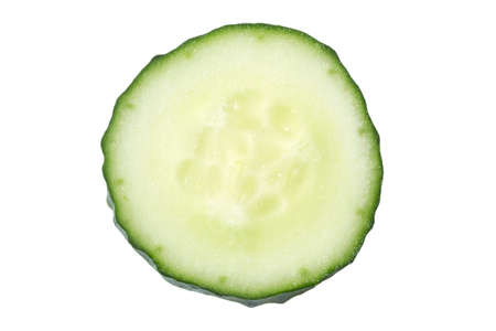 slice of cucumber isolated in white backgroundの写真素材